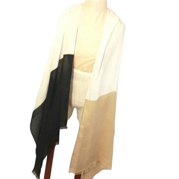 no brand Accessories - Scarf Shoulder Wrap LARGE 80 x27 Neutral Color Block Pattern EARTH Tones Fancy